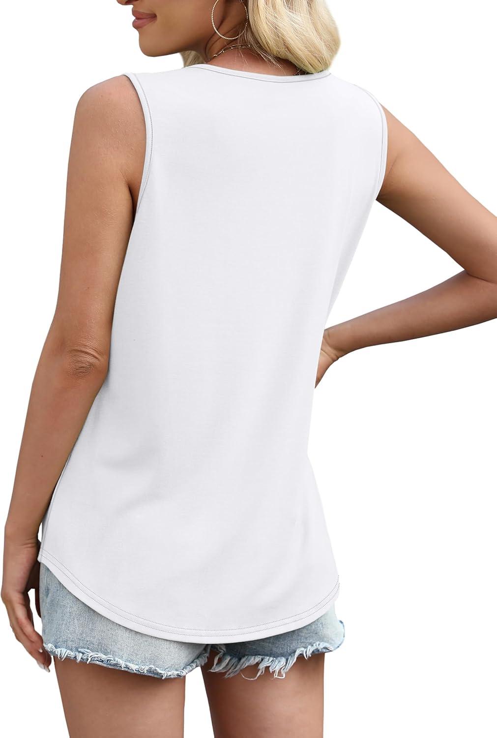 imageWIHOLL Womens Square Neck Tank Top1white