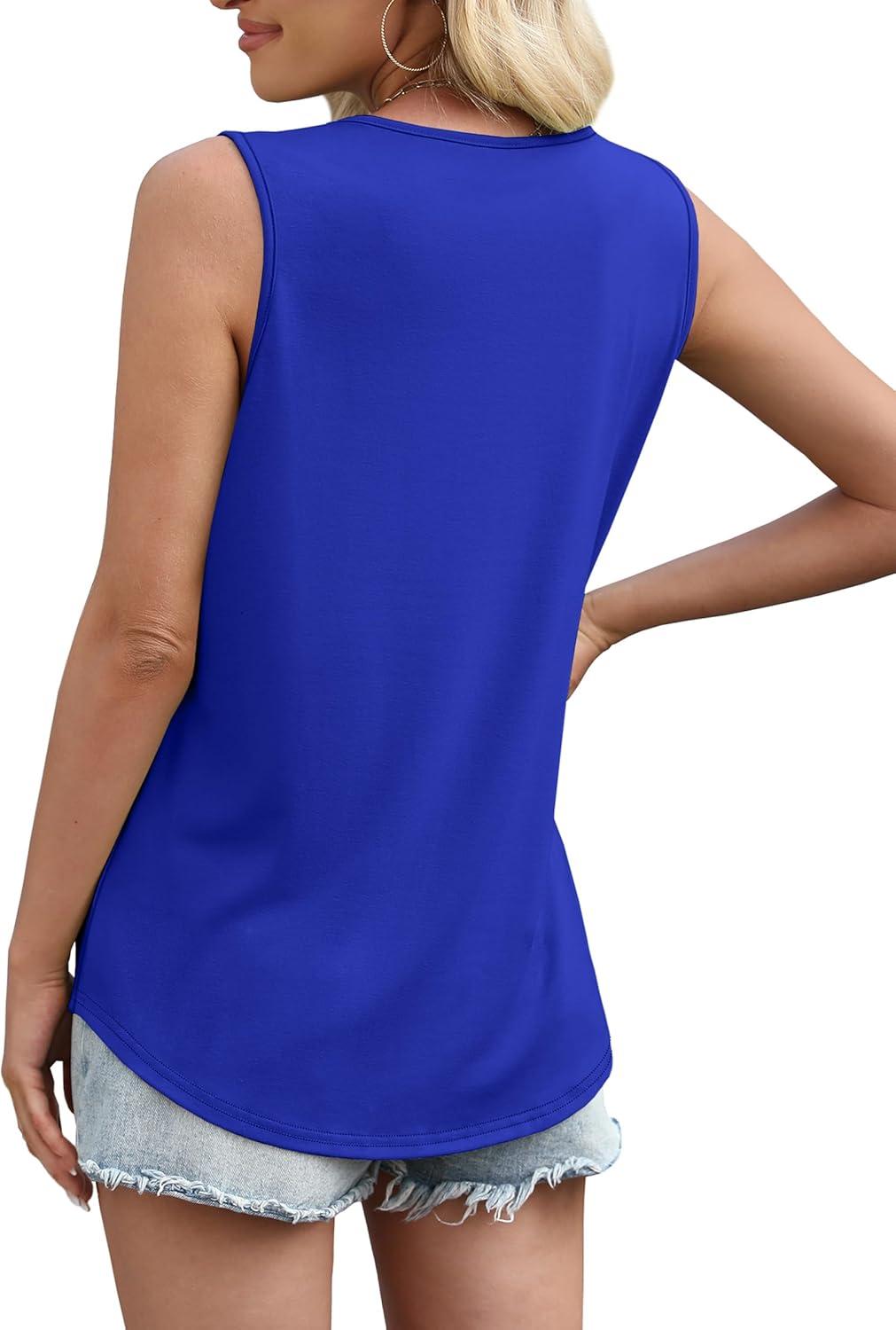 imageWIHOLL Womens Square Neck Tank Top3blue