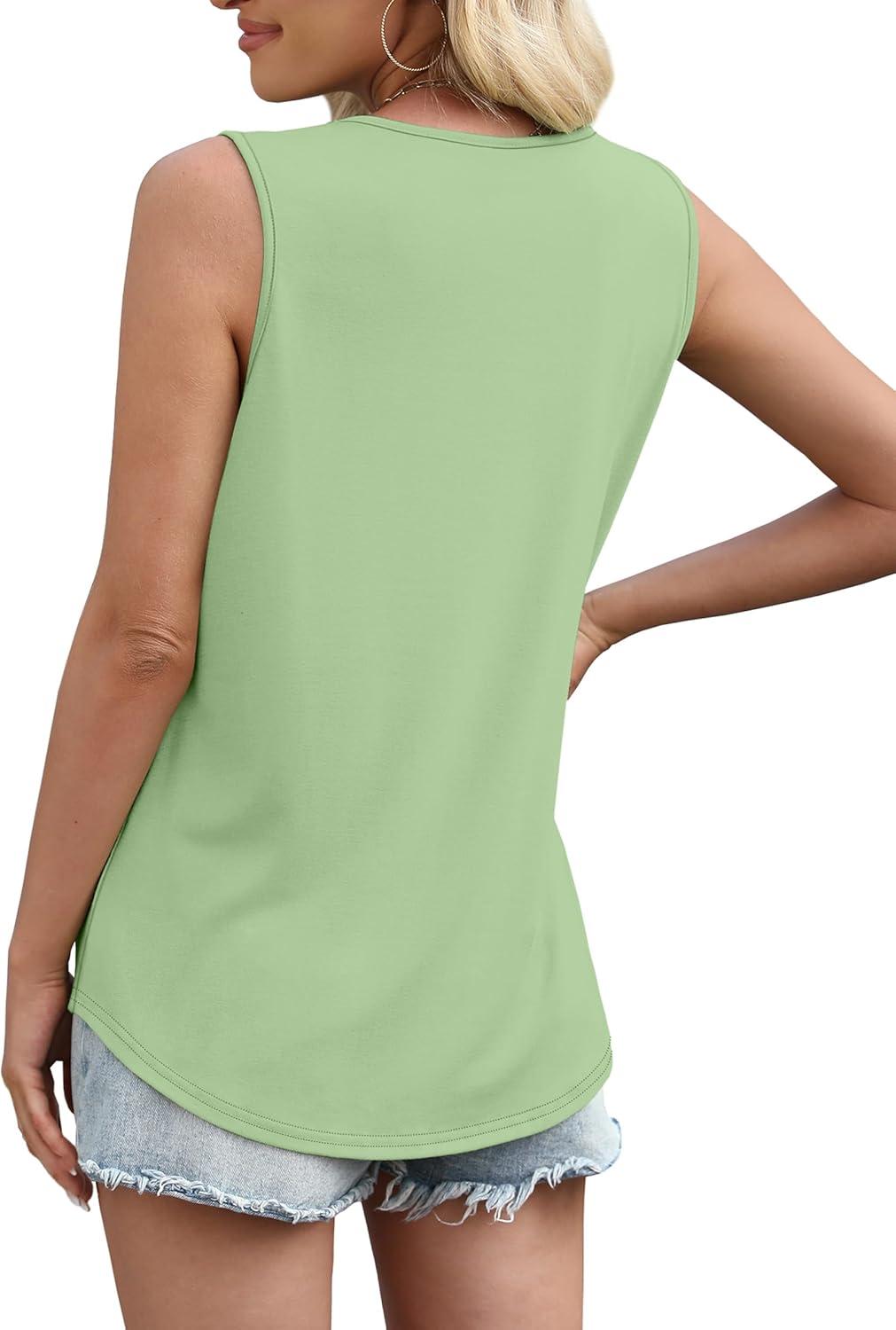 imageWIHOLL Womens Square Neck Tank Top3light Green