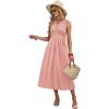WIHOLL Vacation Dresses for Women 2026 Summer Flowy Maxi Cute Boho Midi Tshirt Dress Beach Essentials Pink Polka Dot L