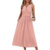 WIHOLL Vacation Dresses for Women 2026 Summer Flowy Maxi Cute Boho Midi Tshirt Dress Beach Essentials Pink Polka Dot L