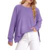 WIHOLL Women’s Oversized Lightweight Sweatshirt with Side Slit Zipper Soft Crew Neck Pullover Long Sleeve Tops 2024 Fashion