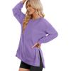 WIHOLL Women’s Oversized Lightweight Sweatshirt with Side Slit Zipper Soft Crew Neck Pullover Long Sleeve Tops 2024 Fashion