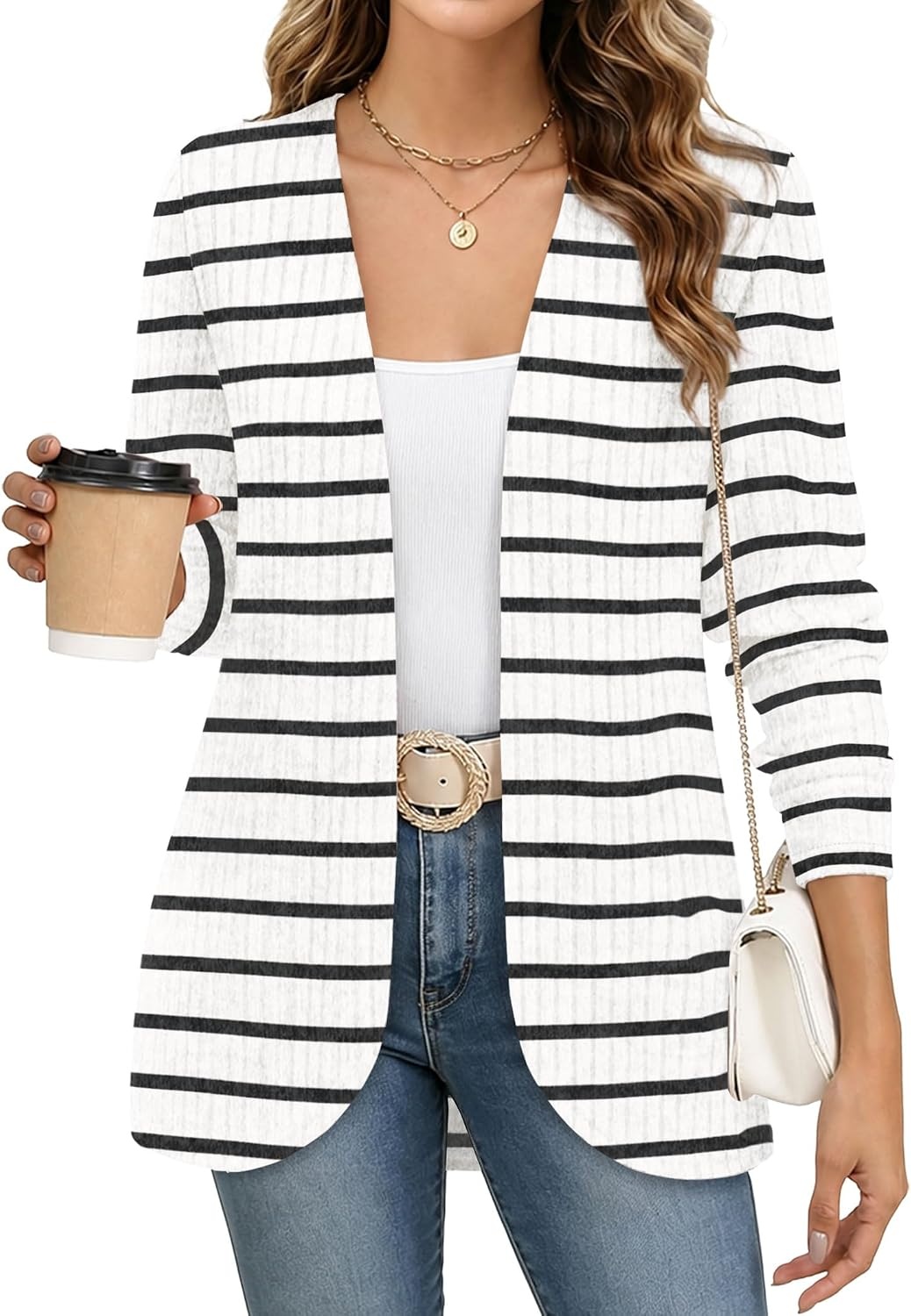 image:imageWIHOLL Cardigan Sweaters Fall Fashion Long Sleeve Shirts Casual03stripe