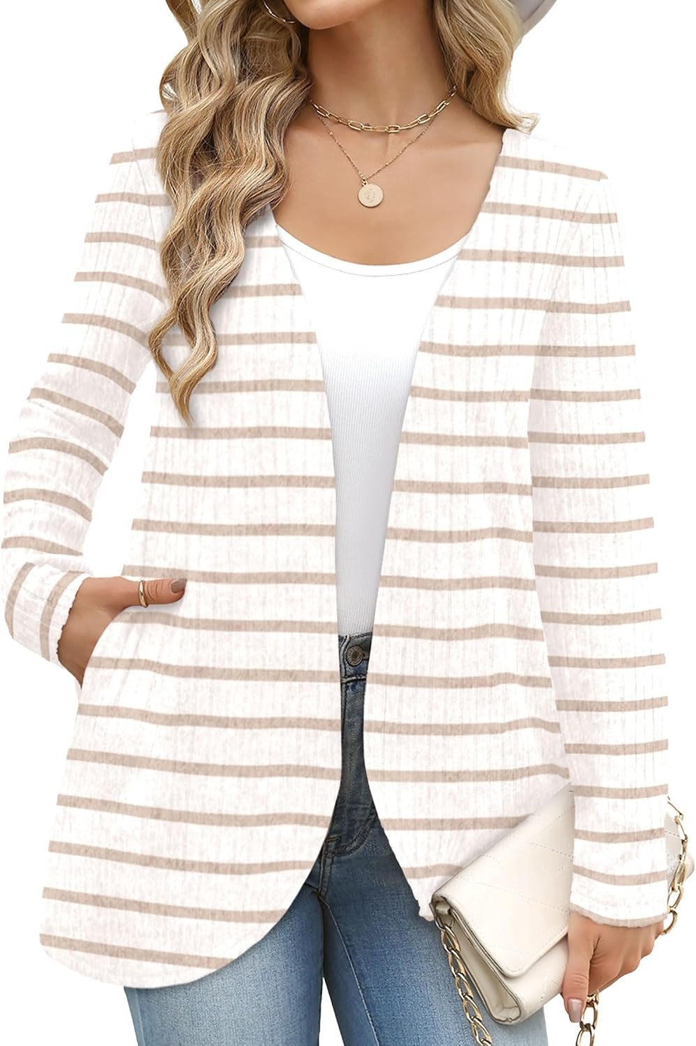 image:imageWIHOLL Cardigan Sweaters Fall Fashion Long Sleeve Shirts Casual04stripe