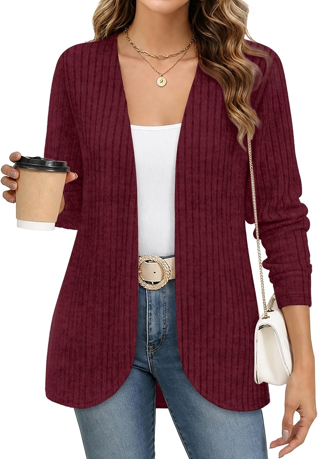 image:imageWIHOLL Cardigan Sweaters Fall Fashion Long Sleeve Shirts Casual11red