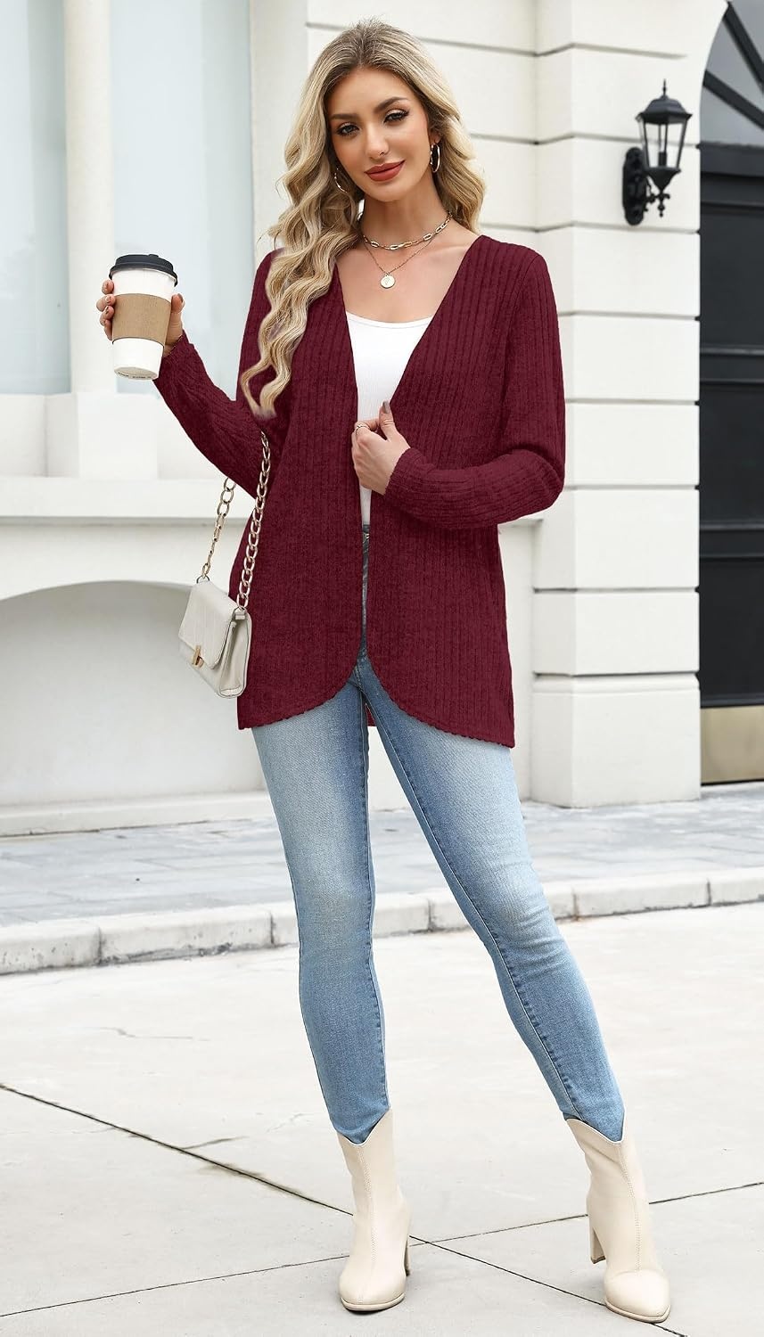 image:imageWIHOLL Cardigan Sweaters Fall Fashion Long Sleeve Shirts Casual11red
