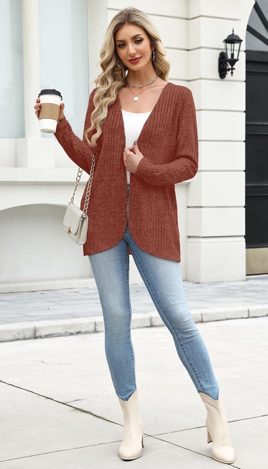 image:imageWIHOLL Cardigan Sweaters Fall Fashion Long Sleeve Shirts Casual12caramel