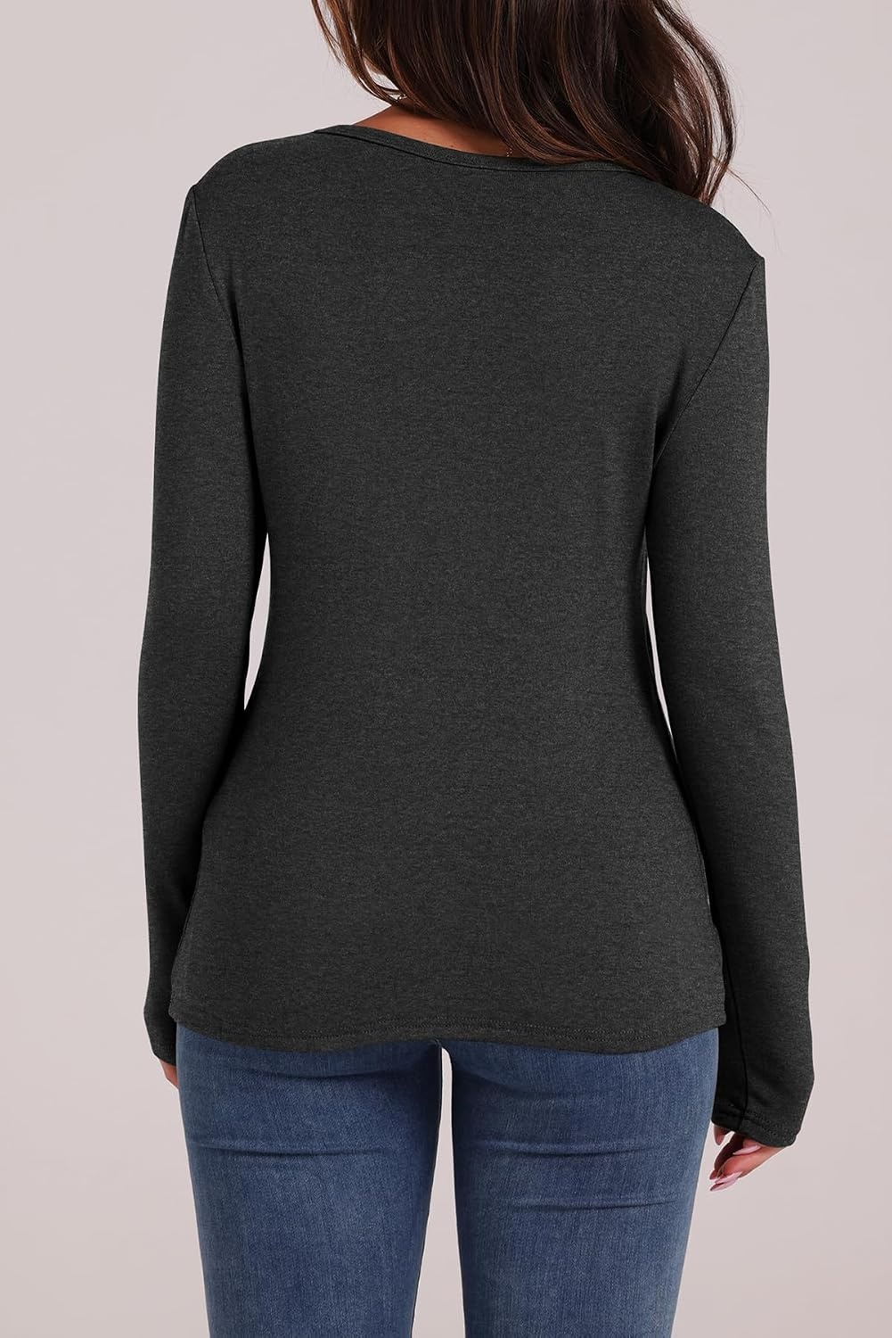 image:imageWIHOLL Long Sleeve Thermal Shirt for Women Light Fleece Tops Fall 2026 Crew Neck Casual Basic TShirtsDgrey