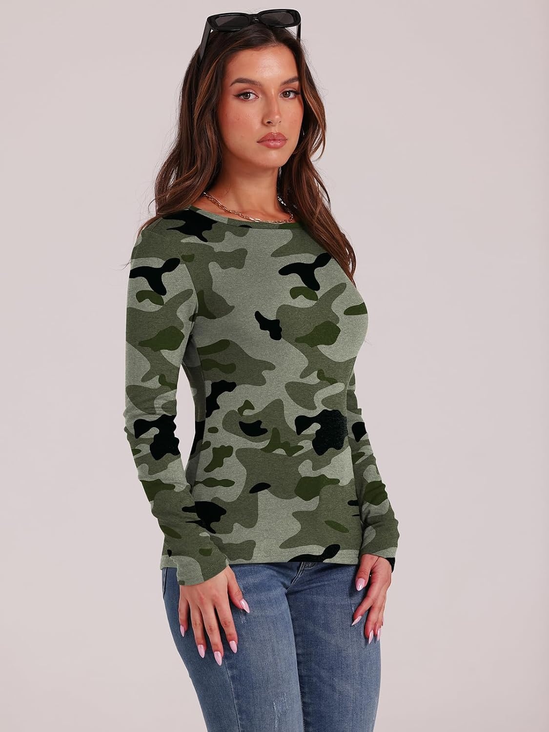 image:imageWIHOLL Long Sleeve Thermal Shirt for Women Light Fleece Tops Fall 2026 Crew Neck Casual Basic TShirtsPrint 01
