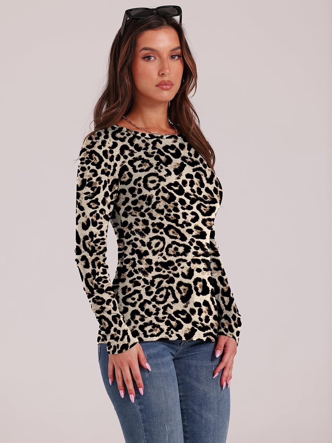 image:imageWIHOLL Long Sleeve Thermal Shirt for Women Light Fleece Tops Fall 2026 Crew Neck Casual Basic TShirtsPrint 02
