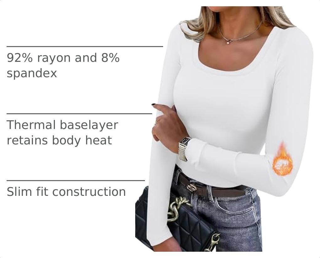 image:imageWIHOLL Long Sleeve Thermal Shirts for Women Fall TopsAwhite