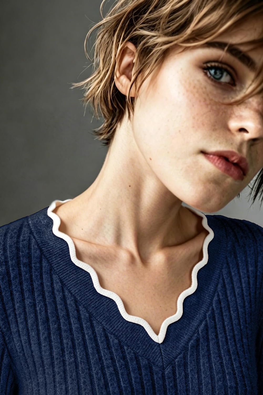 image:imageWIHOLL Long Sleeve Womens Shirts Lightweight Fall Tunic Top V Neck Sweaters02blue