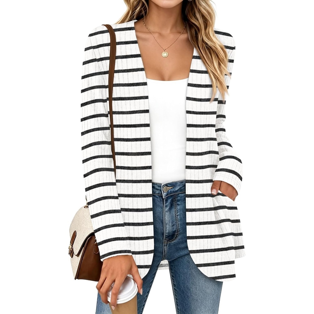 image:imageWIHOLL Cardigan Sweaters Fall Fashion Long Sleeve Shirts Casual03stripe