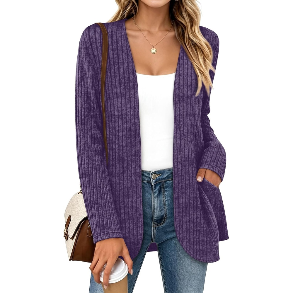 image:imageWIHOLL Cardigan Sweaters Fall Fashion Long Sleeve Shirts Casual06purple