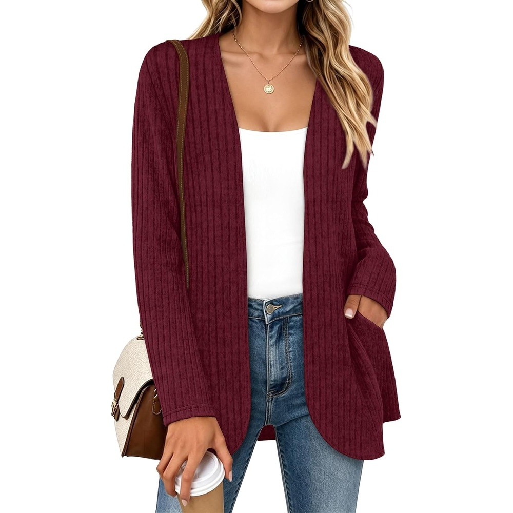image:imageWIHOLL Cardigan Sweaters Fall Fashion Long Sleeve Shirts Casual11red