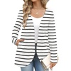 WIHOLL Cardigan Sweaters Fall Fashion Long Sleeve Shirts Casual(03-stripe)