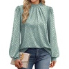 WIHOLL Long Sleeve Shirts for Women Mock Neck Tops Pleated Front Blouses Dressy Casual Spring Fall Clothes 2026 Fashion(03 – Sage Green Dots)