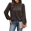 WIHOLL Long Sleeve Shirts for Women Mock Neck Tops Pleated Front Blouses Dressy Casual Spring Fall Clothes 2026 Fashion(04 – Brown Polka Dot)