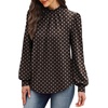WIHOLL Long Sleeve Shirts for Women Mock Neck Tops Pleated Front Blouses Dressy Casual Spring Fall Clothes 2026 Fashion(04 – Brown Polka Dot)