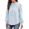 WIHOLL Long Sleeve Shirts for Women Mock Neck Tops Pleated Front Blouses Dressy Casual Spring Fall Clothes 2026 Fashion(05 – Light Blue Stripe)