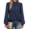 WIHOLL Long Sleeve Shirts for Women Mock Neck Tops Pleated Front Blouses Dressy Casual Spring Fall Clothes 2026 Fashion(05 – Navy Blue Polka Dot)