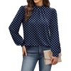 WIHOLL Long Sleeve Shirts for Women Mock Neck Tops Pleated Front Blouses Dressy Casual Spring Fall Clothes 2026 Fashion(05 – Navy Blue Polka Dot)