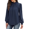 WIHOLL Long Sleeve Shirts for Women Mock Neck Tops Pleated Front Blouses Dressy Casual Spring Fall Clothes 2026 Fashion(05 – Navy Blue Polka Dot)