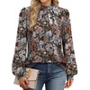 WIHOLL Long Sleeve Shirts for Women Mock Neck Tops Pleated Front Blouses Dressy Casual Spring Fall Clothes 2026 Fashion(05 – Vintage Pink Floral)