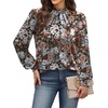 WIHOLL Long Sleeve Shirts for Women Mock Neck Tops Pleated Front Blouses Dressy Casual Spring Fall Clothes 2026 Fashion(05 – Vintage Pink Floral)