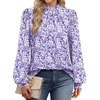 WIHOLL Long Sleeve Shirts for Women Mock Neck Tops Pleated Front Blouses Dressy Casual Spring Fall Clothes 2026 Fashion(06 – Light Purple Floral)