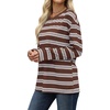 WIHOLL Long Sleeve Shirts for Women Stripe Tops Loose Oversized Fall Outfit(Brown White Blue)
