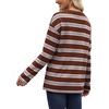 WIHOLL Long Sleeve Shirts for Women Stripe Tops Loose Oversized Fall Outfit(Brown White Blue)
