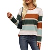 WIHOLL Long Sleeve Shirts for Women Stripe Tops Loose Oversized Fall Outfit(Caramel Green)