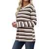 WIHOLL Long Sleeve Shirts for Women Stripe Tops Loose Oversized Fall Outfit(Coffe White Apricot)