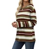 WIHOLL Long Sleeve Shirts for Women Stripe Tops Loose Oversized Fall Outfit(Green Brown)