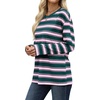 WIHOLL Long Sleeve Shirts for Women Stripe Tops Loose Oversized Fall Outfit(Green Pink)