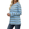 WIHOLL Long Sleeve Shirts for Women Stripe Tops Loose Oversized Fall Outfit(Light Blue Black)