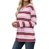 WIHOLL Long Sleeve Shirts for Women Stripe Tops Loose Oversized Fall Outfit(Pink White Brown)