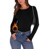WIHOLL Long Sleeve Thermal Shirt for Women Light Fleece Tops Fall 2026 Crew Neck Casual Basic T-Shirts(A-black)