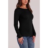 WIHOLL Long Sleeve Thermal Shirt for Women Light Fleece Tops Fall 2026 Crew Neck Casual Basic T-Shirts(A-black)