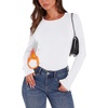WIHOLL Long Sleeve Thermal Shirt for Women Light Fleece Tops Fall 2026 Crew Neck Casual Basic T-Shirts(B-white)