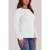 WIHOLL Long Sleeve Thermal Shirt for Women Light Fleece Tops Fall 2026 Crew Neck Casual Basic T-Shirts(B-white)