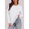 WIHOLL Long Sleeve Thermal Shirt for Women Light Fleece Tops Fall 2026 Crew Neck Casual Basic T-Shirts(B-white)
