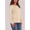 WIHOLL Long Sleeve Thermal Shirt for Women Light Fleece Tops Fall 2026 Crew Neck Casual Basic T-Shirts(C-beige)