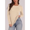 WIHOLL Long Sleeve Thermal Shirt for Women Light Fleece Tops Fall 2026 Crew Neck Casual Basic T-Shirts(C-beige)