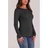 WIHOLL Long Sleeve Thermal Shirt for Women Light Fleece Tops Fall 2026 Crew Neck Casual Basic T-Shirts(D-grey)