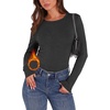 WIHOLL Long Sleeve Thermal Shirt for Women Light Fleece Tops Fall 2026 Crew Neck Casual Basic T-Shirts(D-grey)