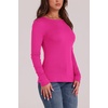 WIHOLL Long Sleeve Thermal Shirt for Women Light Fleece Tops Fall 2026 Crew Neck Casual Basic T-Shirts(D-hot Pink)
