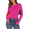 WIHOLL Long Sleeve Thermal Shirt for Women Light Fleece Tops Fall 2026 Crew Neck Casual Basic T-Shirts(D-hot Pink)
